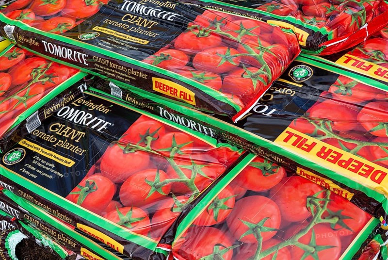 Bags of Levington Tomorite giant tomato planter grow bags stacked up
