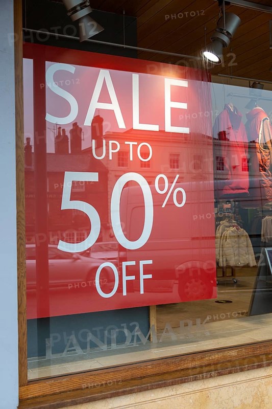 Sale 50% off Landmark shop window