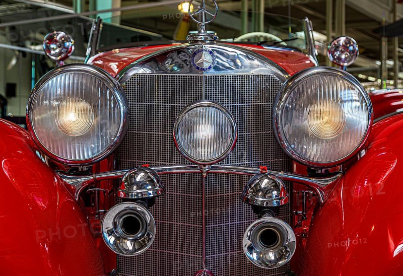 Red Mercedes Benz classic car