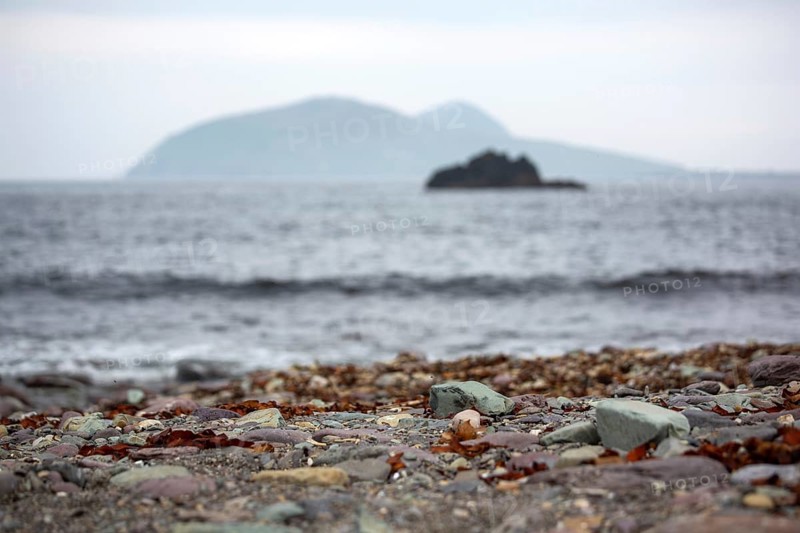 Unusual Great Blasket Island view from mainland at Dunquin