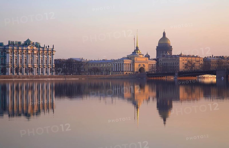 Placid scene of St. Isaac Cathedral dome