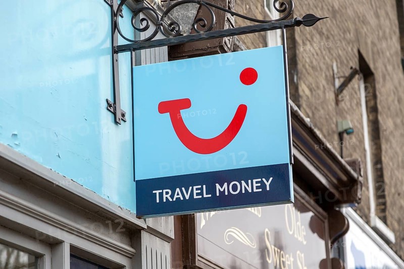 TUI travel money currency exchange sign outside