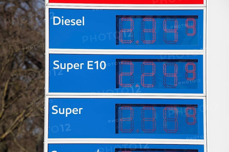 Price board at an Esso petrol station