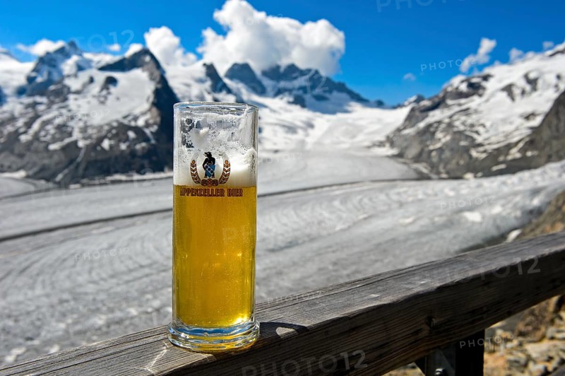 Beer glass with Appenzeller beer at the Konkordiahuette