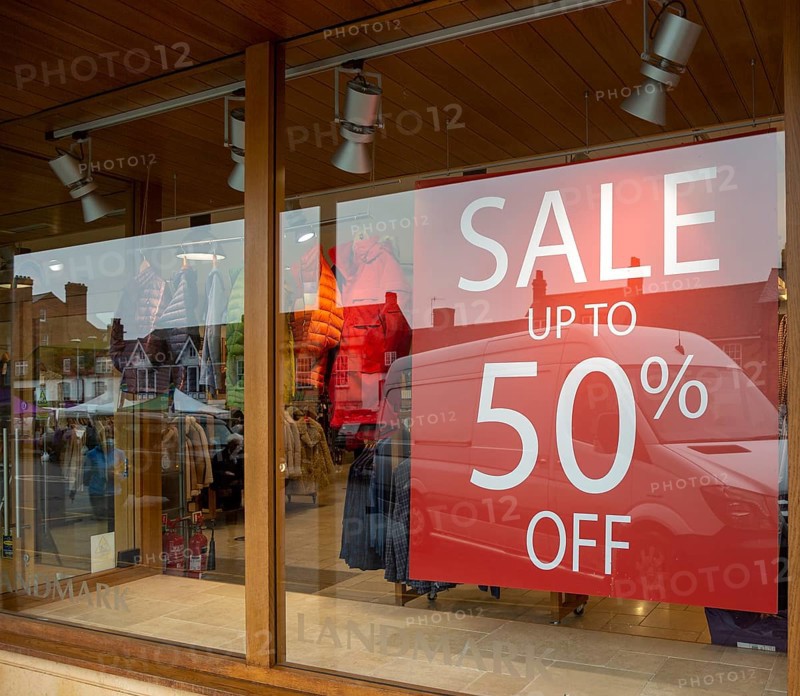 Sale 50% off Landmark shop window