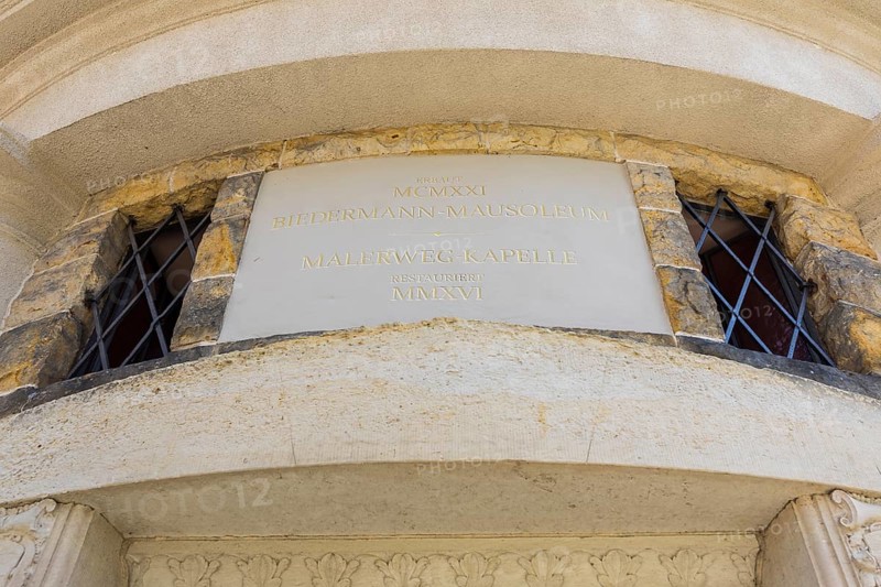 Sign at the Biedermann Mausoleum