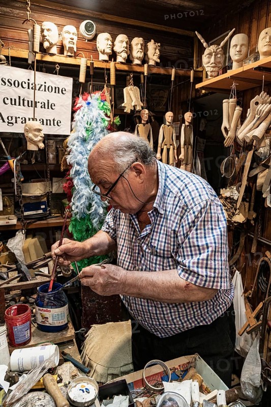 Puppet maker Vincenzo Argento in his workshop