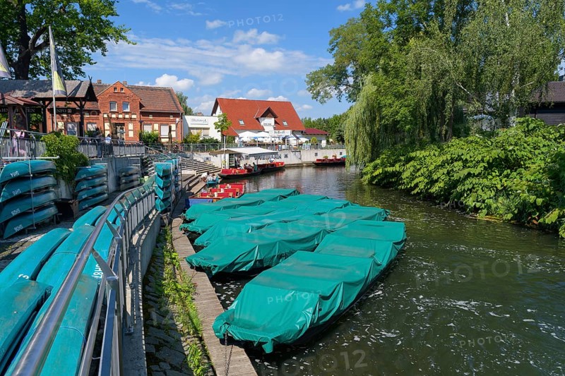 Typical spreewald canal with boats in summer