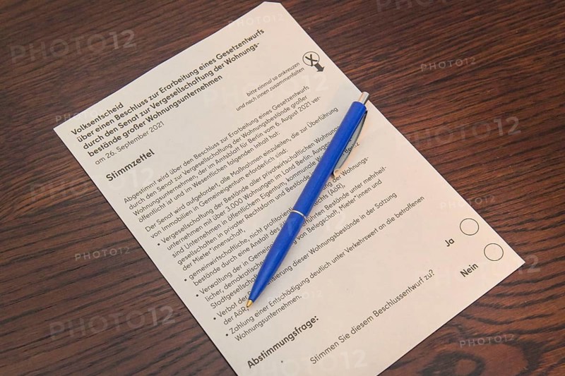 Ballot Paper Berlin Referendum on Disappropriation of Housing Companies 2021