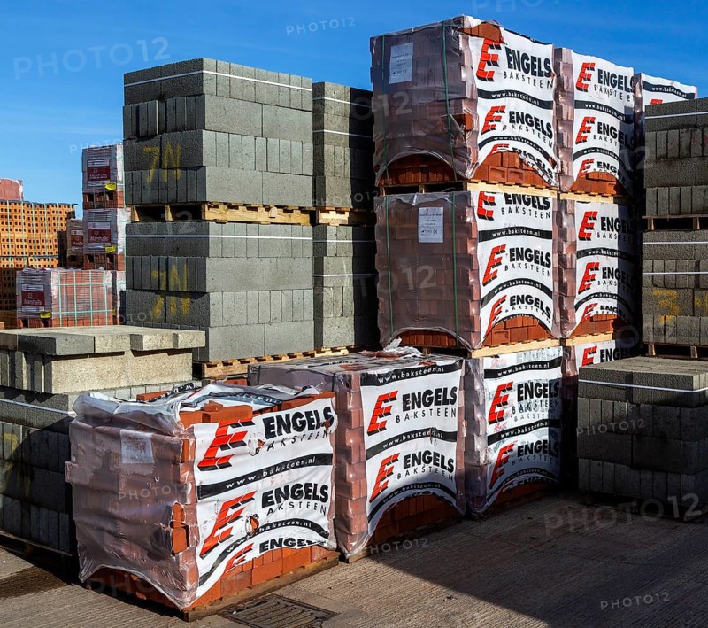 Piles of bricks in Jewson builders merchant yard
