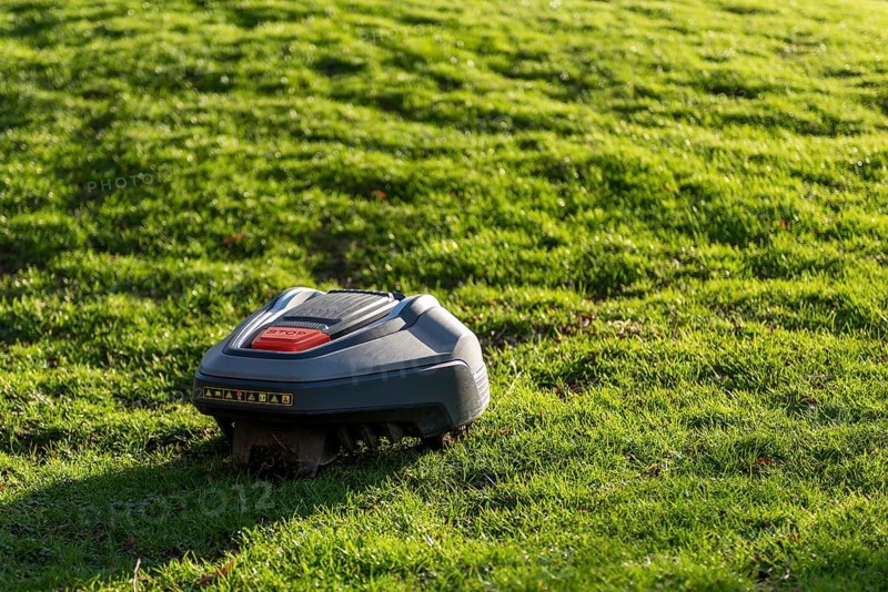 The robotic lawnmower mows the lawn