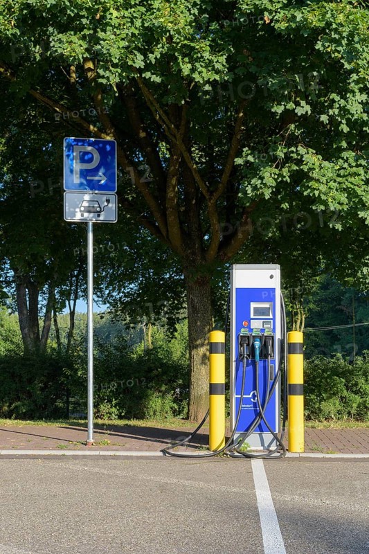 Car power charging station on highway resting place