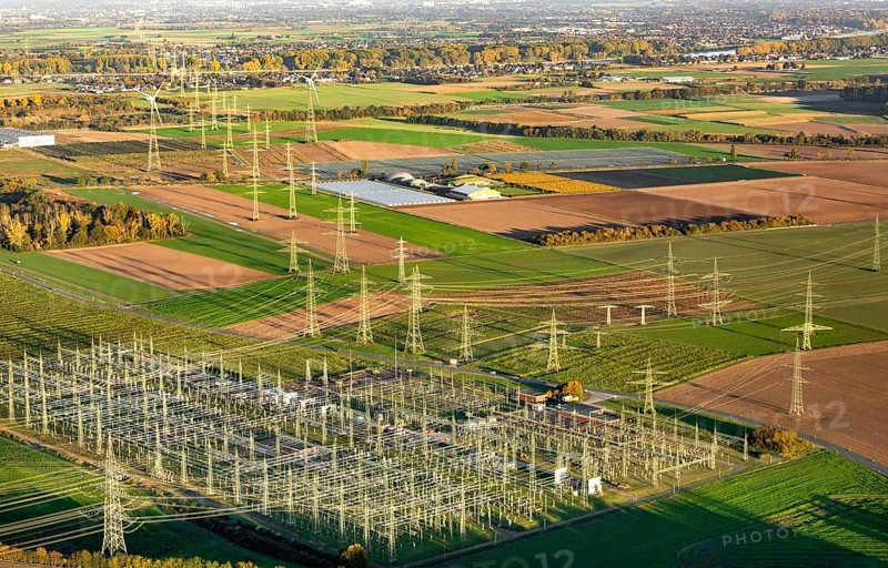 Power lines and Amprion substation