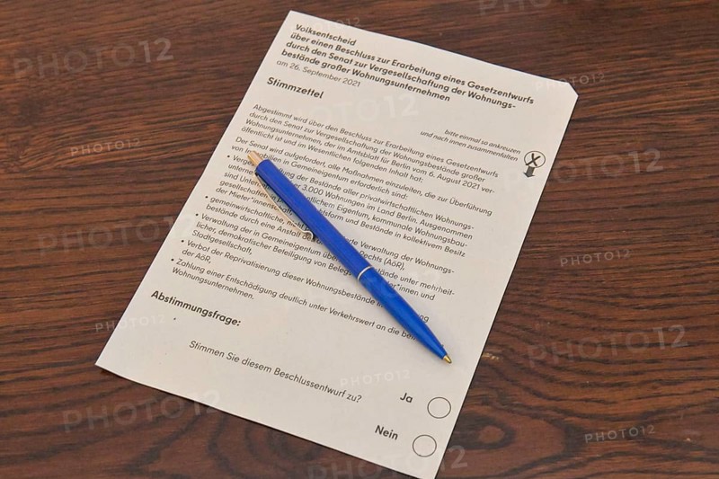 Ballot Paper Berlin Referendum on Disappropriation of Housing Companies 2021