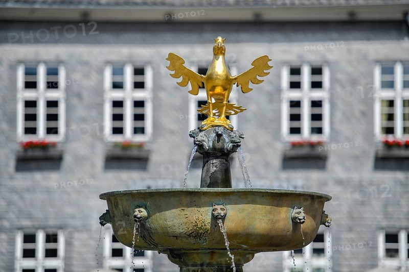 Market fountain with golden eagle