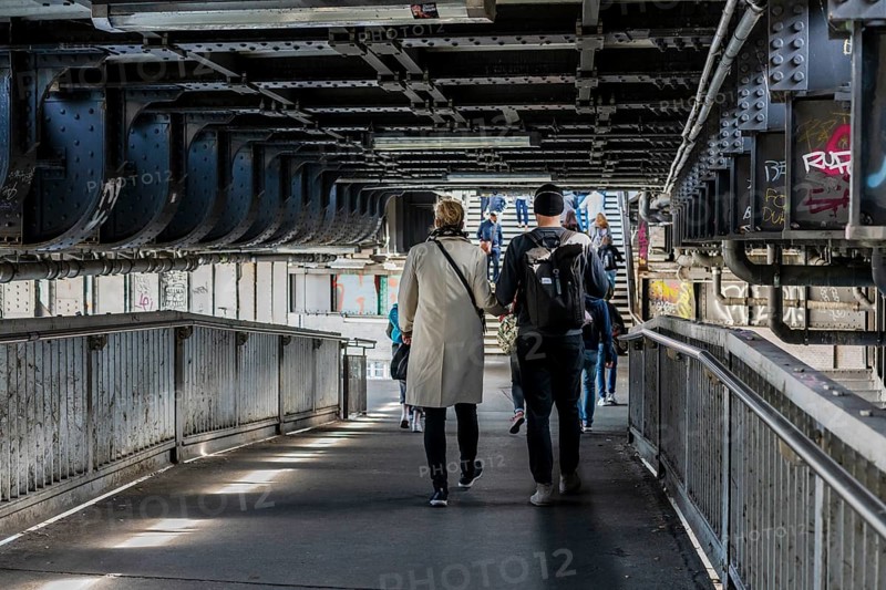 Passers-by at the railway underpass at Friedrichstraße S-Bahn station