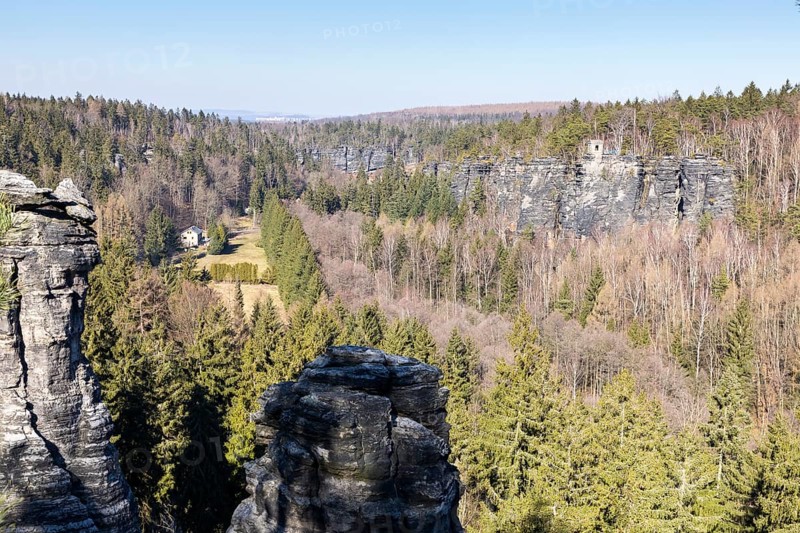 Viewpoint Johanniswacht on the rocky landscape in the Bielatal
