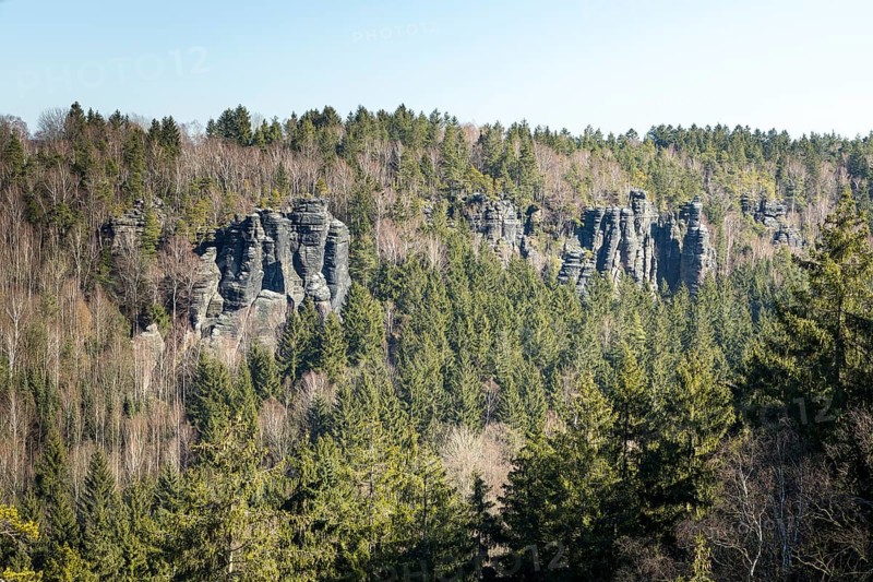 Viewpoint Johanniswacht on the rocky landscape in the Bielatal