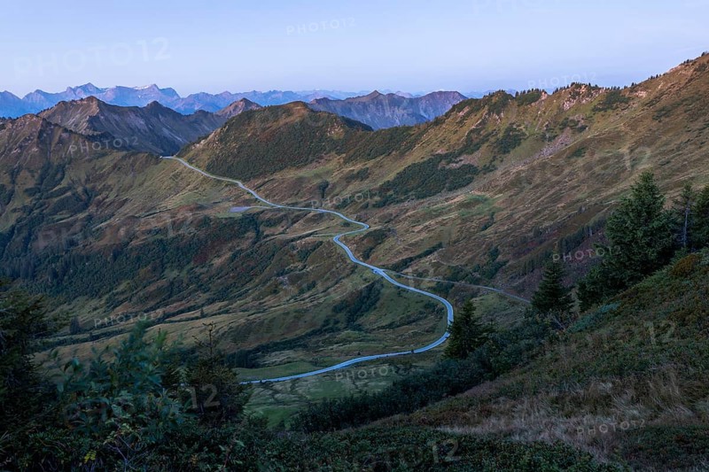 Furkapass road in the morning light from Portlakopf