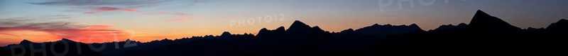 Mountain panorama in front of sunrise from Portlakopf