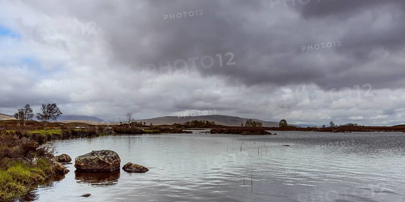 Moor landscape with heavily cloudy sky