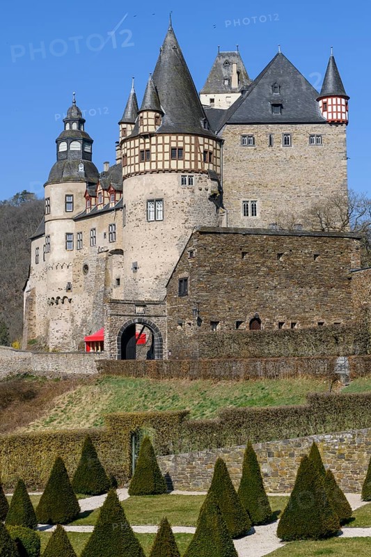 View of double castle Buerresheim Castle with Trier Castle from the Middle Ages
