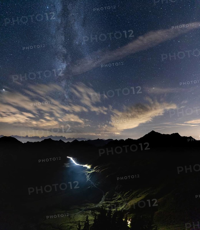View of the Milky Way and Furka Pass Road from Portlakopf