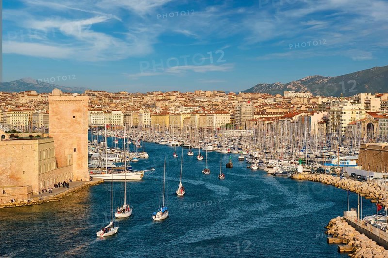Yachts coming from boat regatta to Marseille Old Port