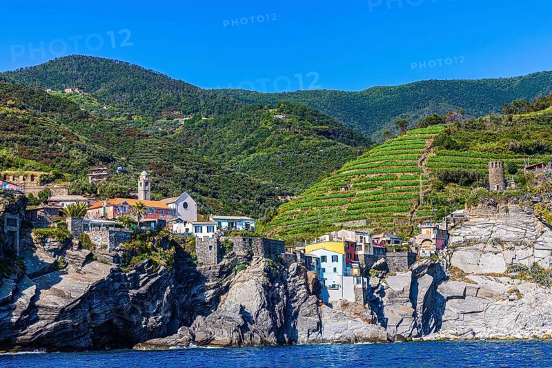 Houses built into the rock in the village of Vernazza