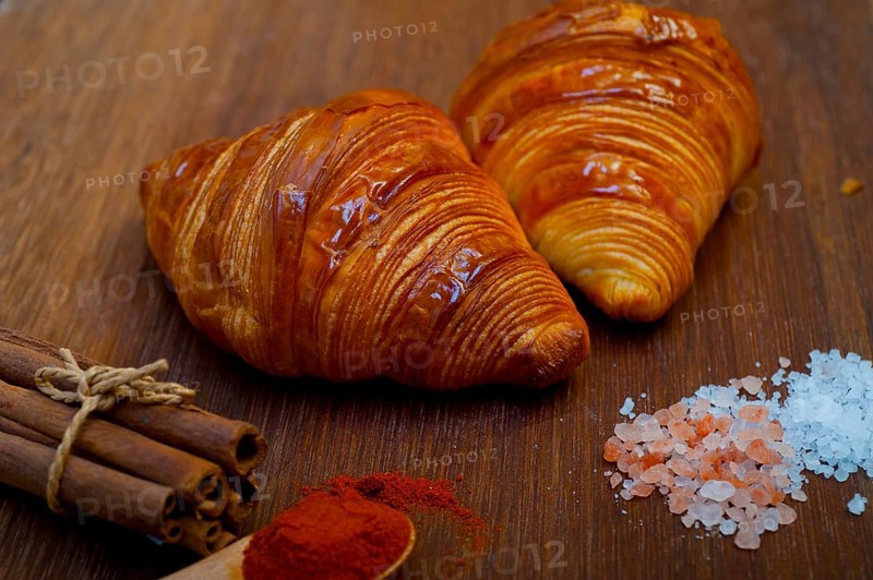 French traditiona croissant brioche butter bread on wood