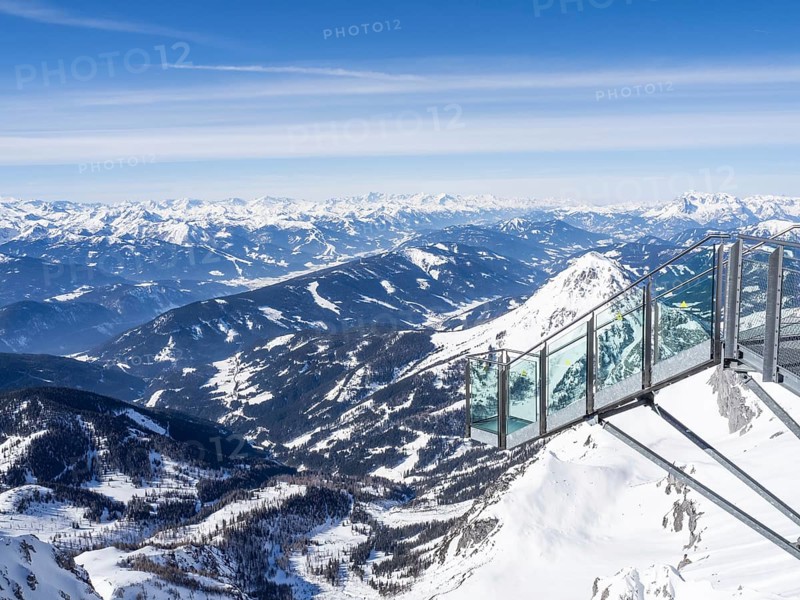 Blue sky over alpine winter landscape