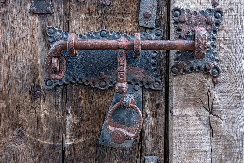 Iron forged padlock with lock