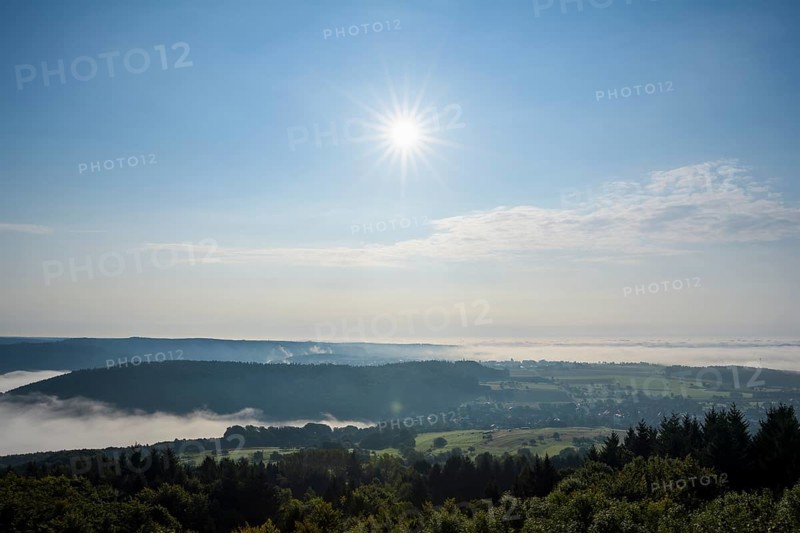 View from Katzenbuckel mountain with morning sun