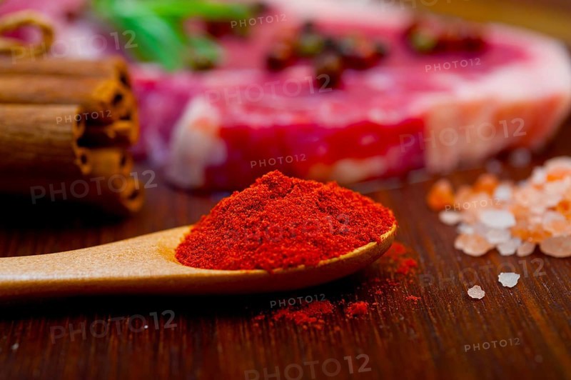 Raw uncooked ribeye beef steak butcher selection