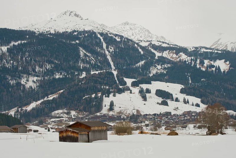 Huts in the valley outside the village of Lermoos