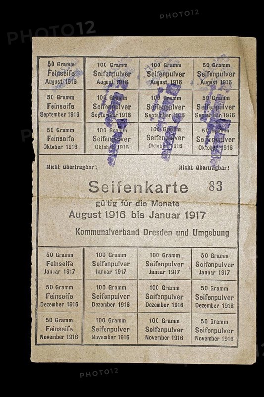 Soap card valid for the months of August 1916 to January 1917