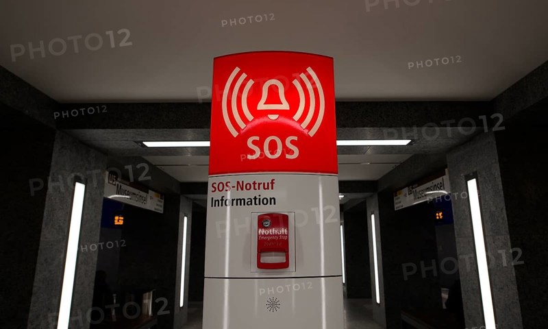 Emergency call box in the new underground station Museumsinsel