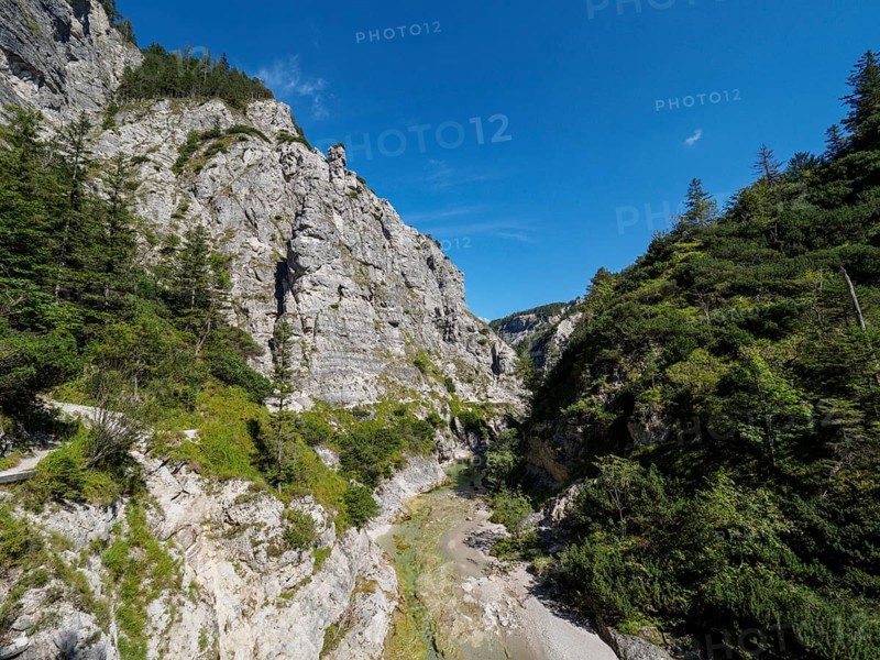 Rugged rocky mountain landscape in summer with a small river. Taken in the Oetschergraeben in Lower Austria