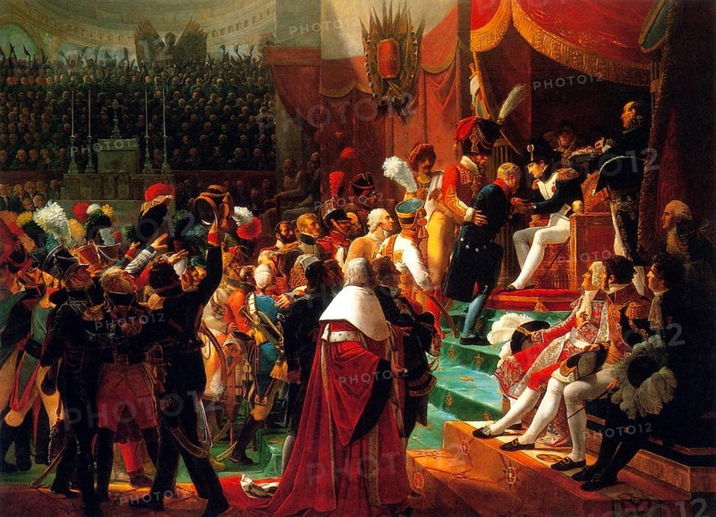 First conferment of the Cross of the Legion of Honour on 14 July 1804 by Napoleon Bonaparte in the Invalides Cathedral in Paris