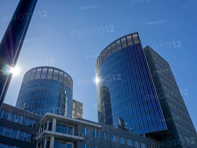 Hypovereinsbank building in the backlight