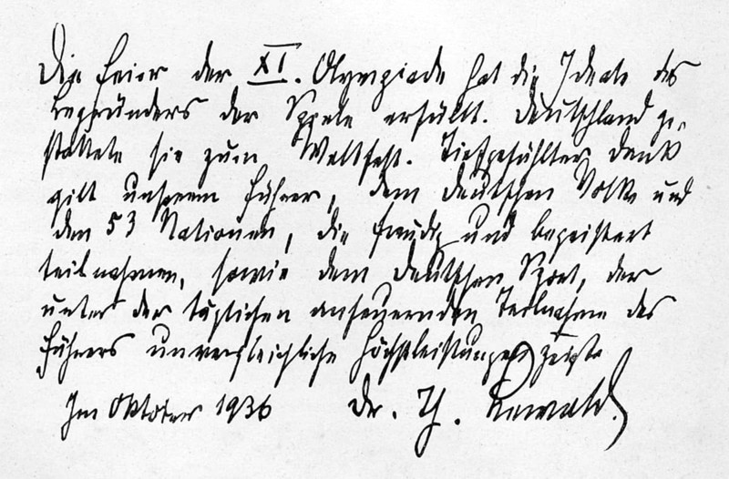Message of greeting from Dr Theodor Lewald