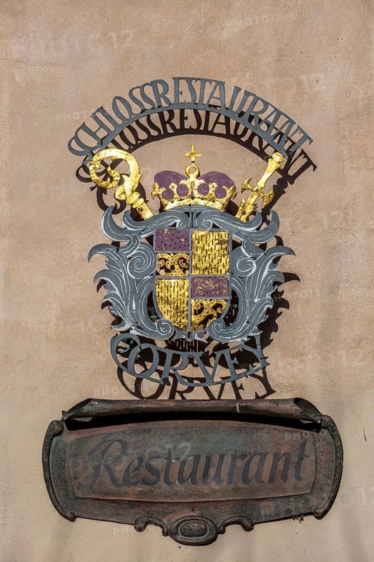 Sign from the castle restaurant at Corvey Castle and Monastery