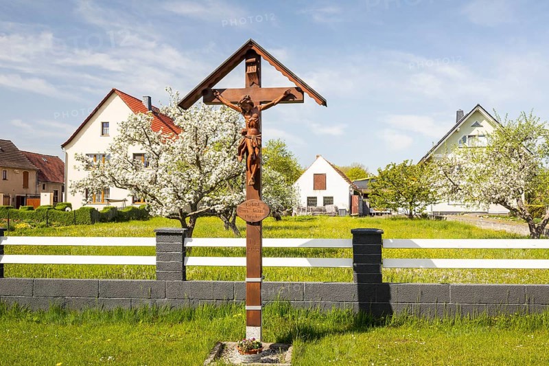 Wooden crucifix in the district of Saalau