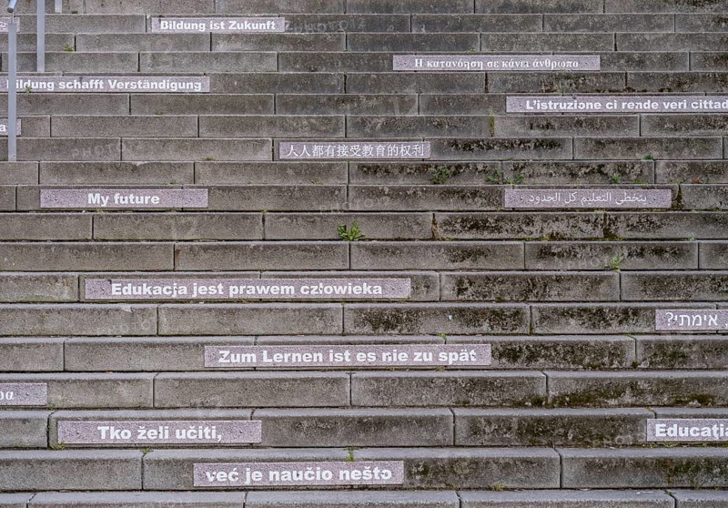 Stairway steps with slogans