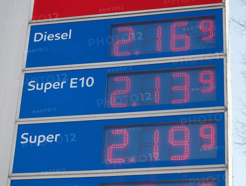 Price board at an Esso petrol station