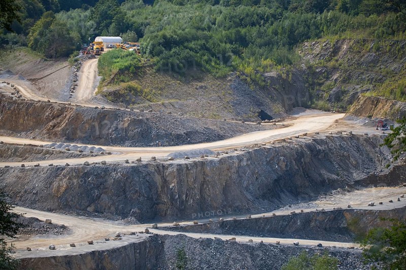 View of limestone quarrying