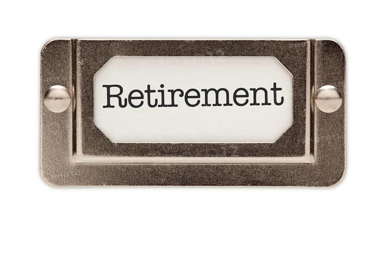Retirement file drawer label isolated on a white background