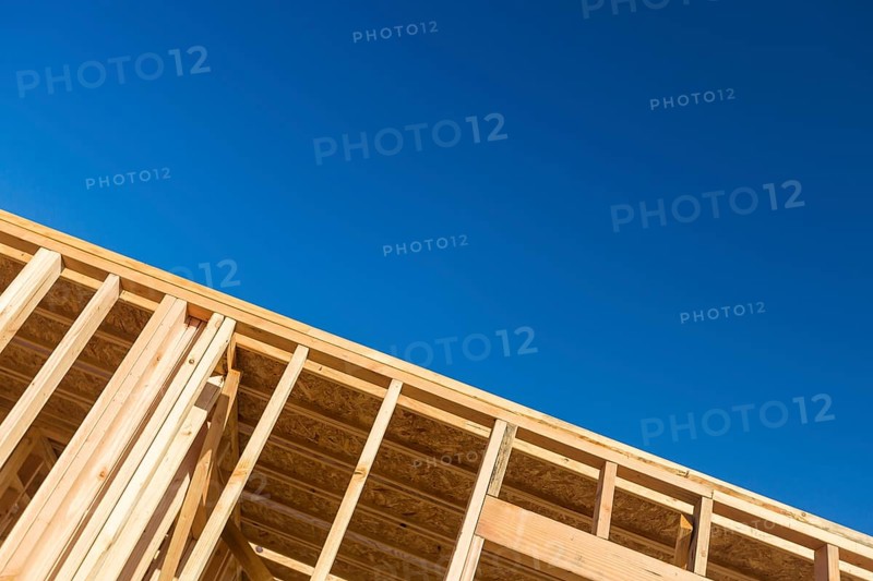 Wood home framing abstract at construction site