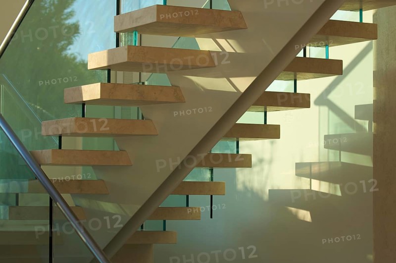 Majestic marble stairs and glass abstract