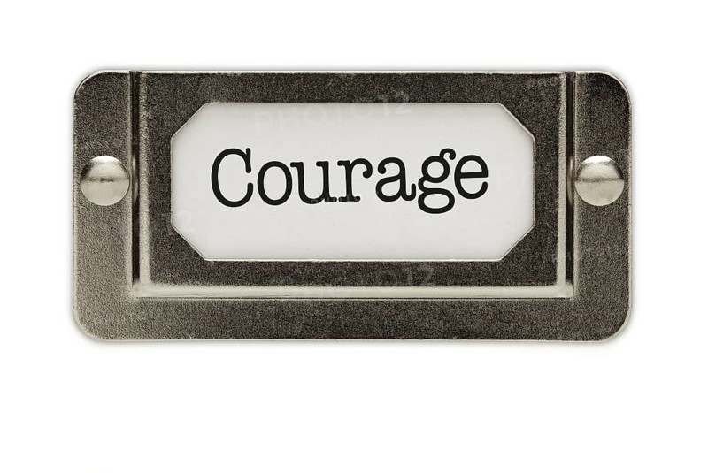 Courage file drawer label isolated on a white background